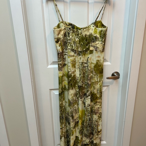 Zara Green and Cream Midi Dress - Picture 4 of 5